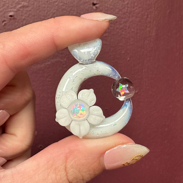 Moonflora Spinner - White & Glopal (UV reactive pink)