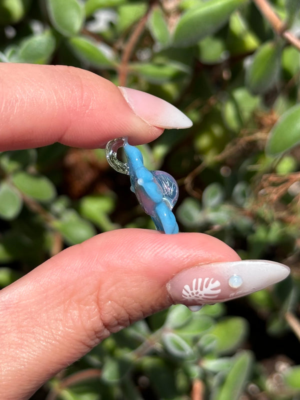 Pastel Rainbow Dichro Flower Pendant Blue
