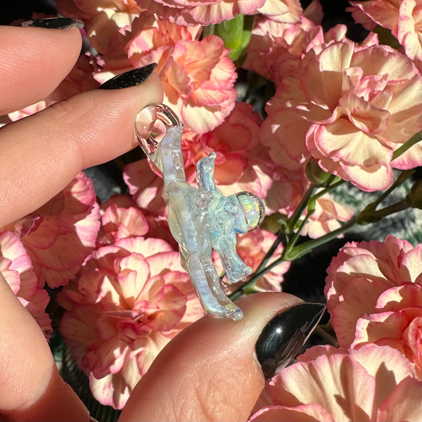 Small Sparkly Spinning Flower Pendant - Glopal (UV reactive)