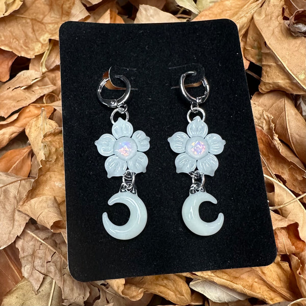 Moon Flower Earrings - Glow-in-the-dark