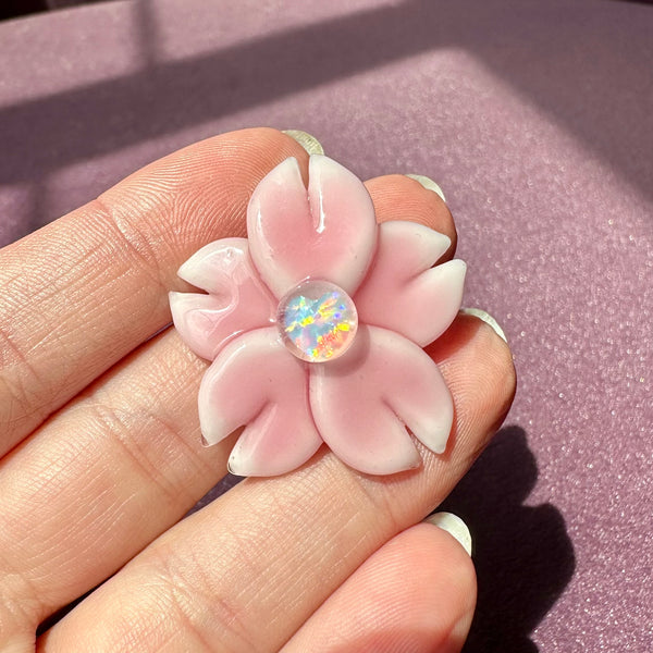 Cherry Blossom Pendant #5 Heart Opal