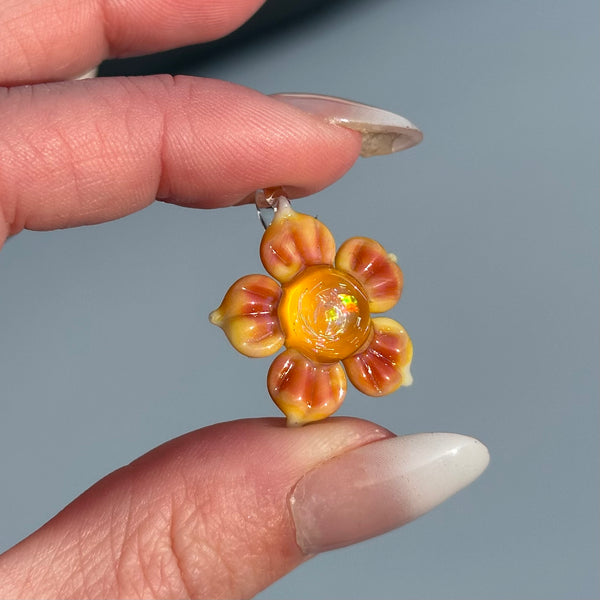Opal & Dichro Flower Pendant Yellow