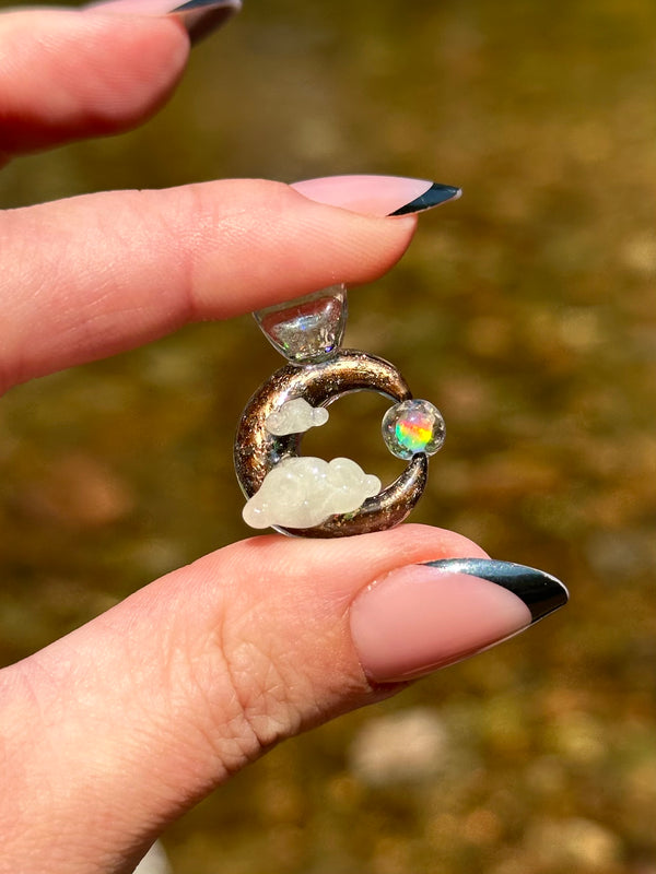Small Electrum Moon Spinner w/ Clouds