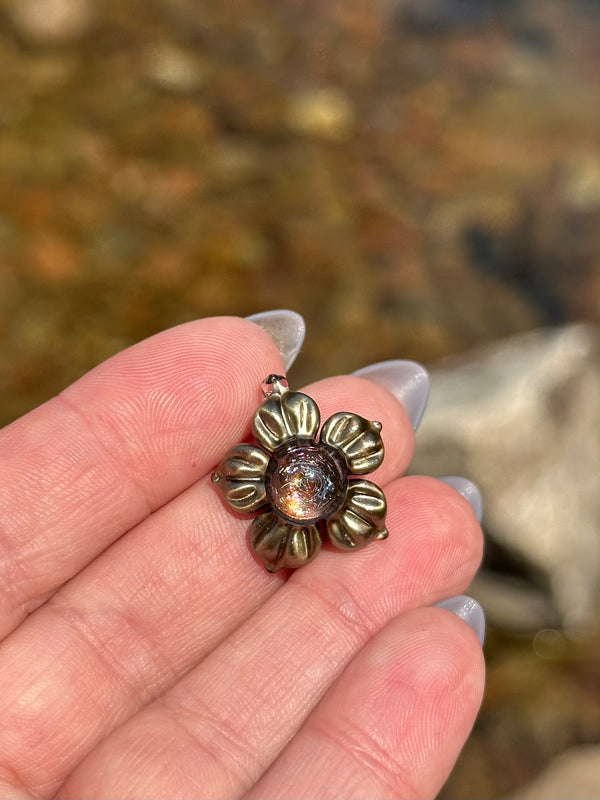 Electrum Dichro Flower Pendant #1