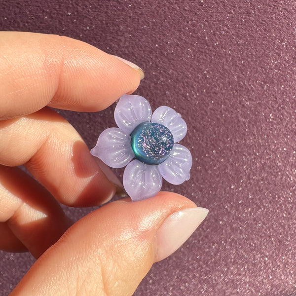 Dichro Flower Pendant - Pastel Purple and Blue with Purple Sparkles