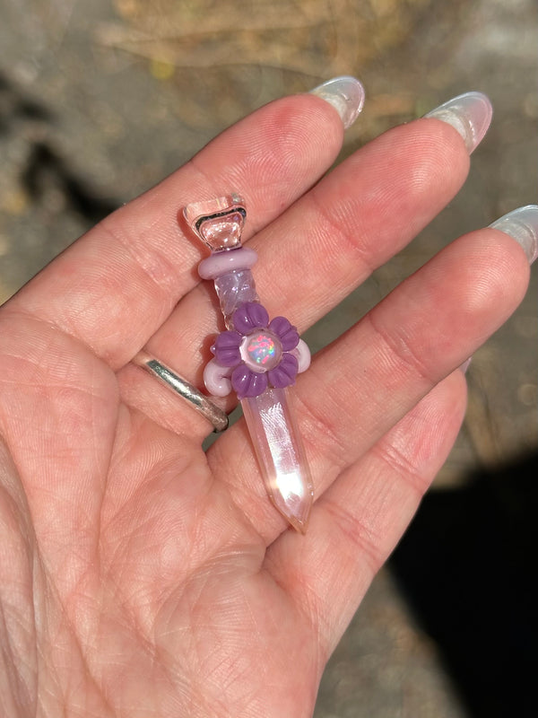 Flower Blade Pendant Pastel Purple & Pink