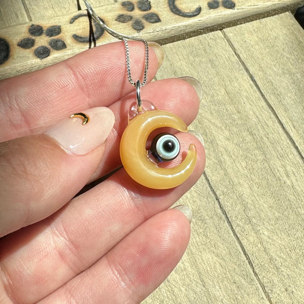 Evil Eye Moon Pendant Yellow