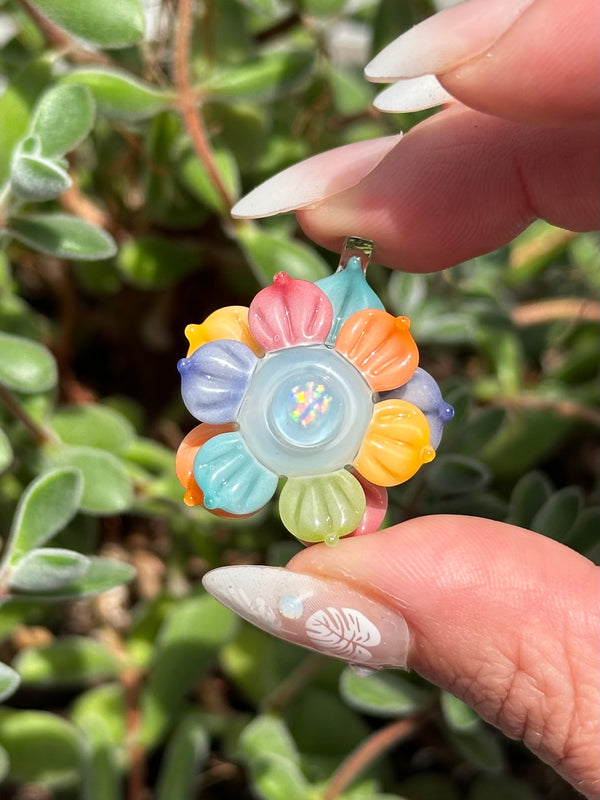 Mini Spinner Flower Pendant Pastel Rainbow