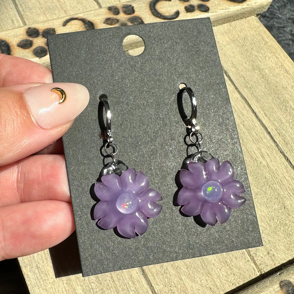 Purple Cherry Blossom Earrings