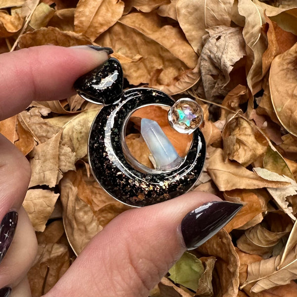 Moon Crystal Spinner - Black & Gold with uv glopal crystal