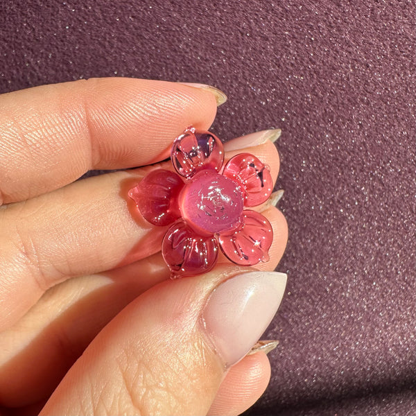 Dichro Flower Pendant - Telemagenta with Chrome Sparkle