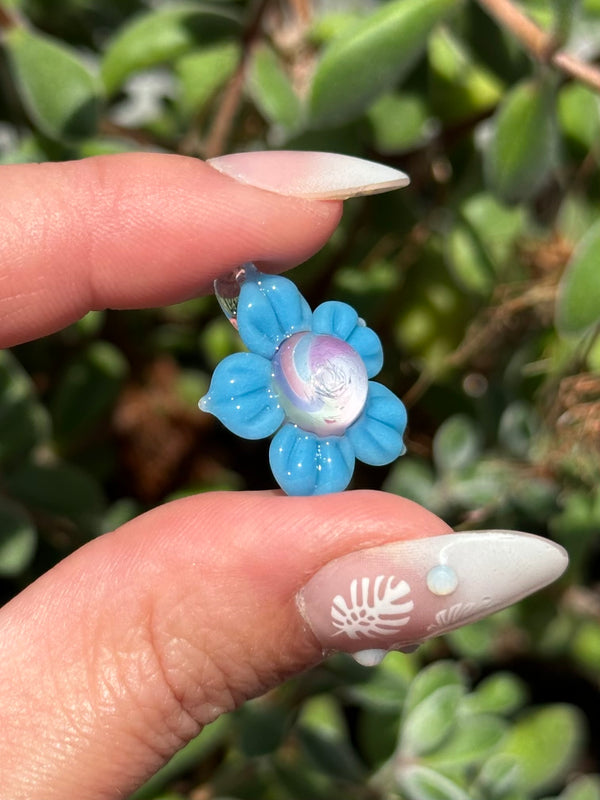 Pastel Rainbow Dichro Flower Pendant Blue