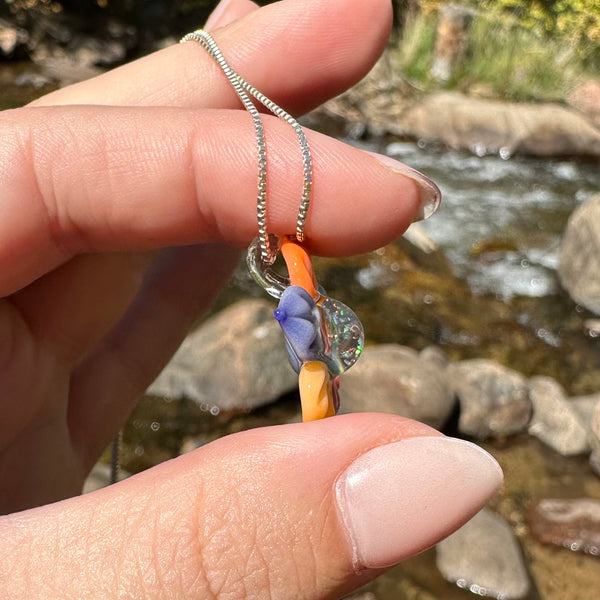 Rainbow & Crushed Opal Flower Pendant #3