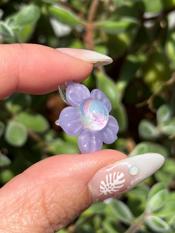 Pastel Rainbow Dichro Flower Purple Satin