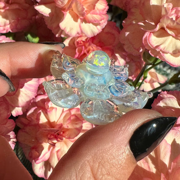 Small Sparkly Spinning Flower Pendant - Glopal (UV reactive)