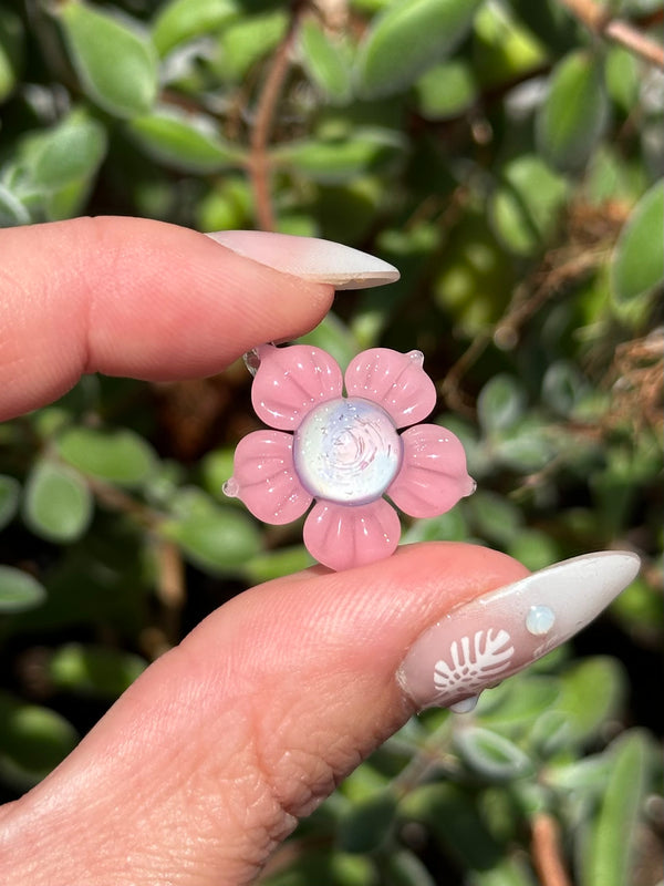 Pastel Rainbow Dichro Flower Pendant Blush