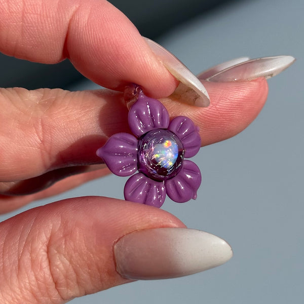 Opal & Dichro Flower Pendant Purple Heart
