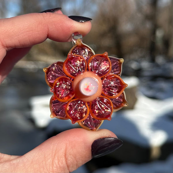 Dark Sunset Double Layer Spinner Flower Pendant