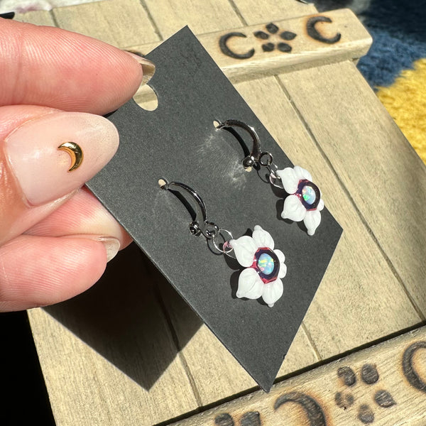White and Pink Flower Earrings