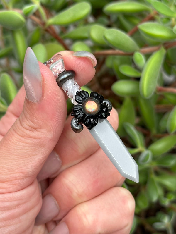 Flower Blade Pendant Black & Gray Longsword