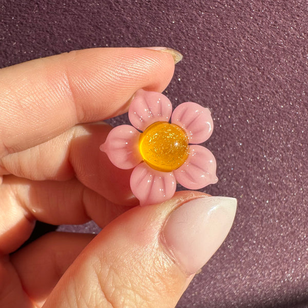 Dichro Flower Pendant - Blush and Yellow with Gold Sparkle