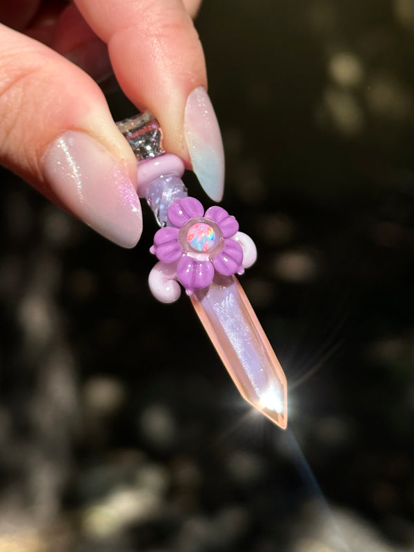 Flower Blade Pendant Pastel Purple & Pink