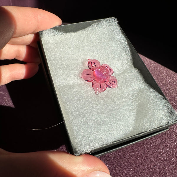 Dichro Flower Pendant - Telemagenta with Pink Sparkle