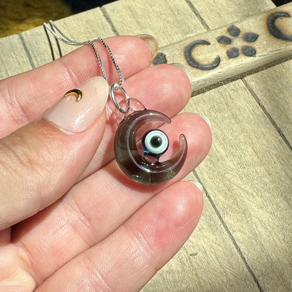 Evil Eye Moon Pendant Gray