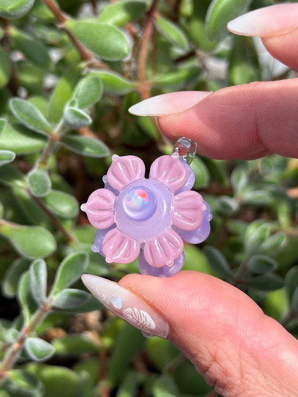 Mini Spinner Flower Pendant Mauve Purple