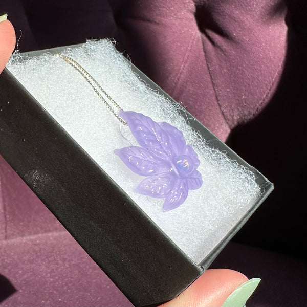 Sculpted Canna Leaf Pendant Purple Satin
