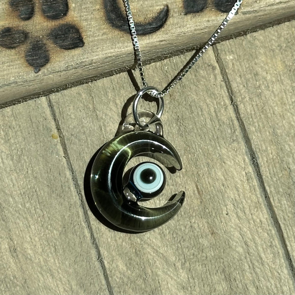 Evil Eye Moon Pendant Gray