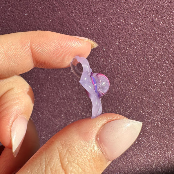 Dichro Flower Pendant - Purple Satin and Royal Jelly with Purple Sparkle