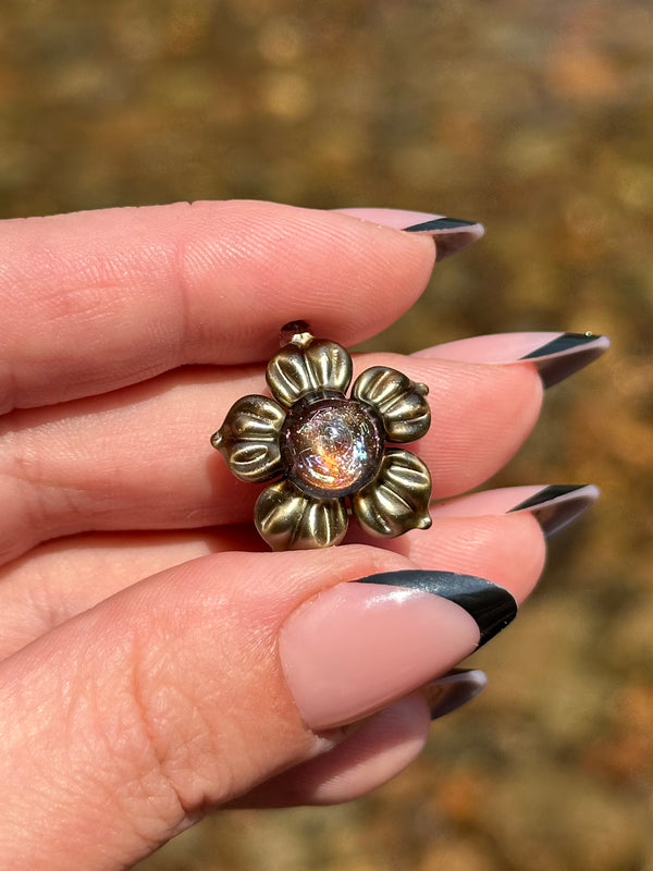 Electrum Dichro Flower Pendant #1