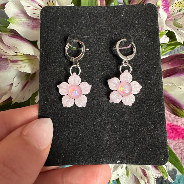 Opal Flower Earrings Bubblegum Pink
