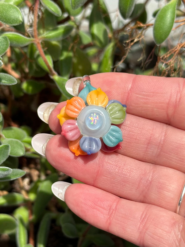 Mini Spinner Flower Pendant Pastel Rainbow