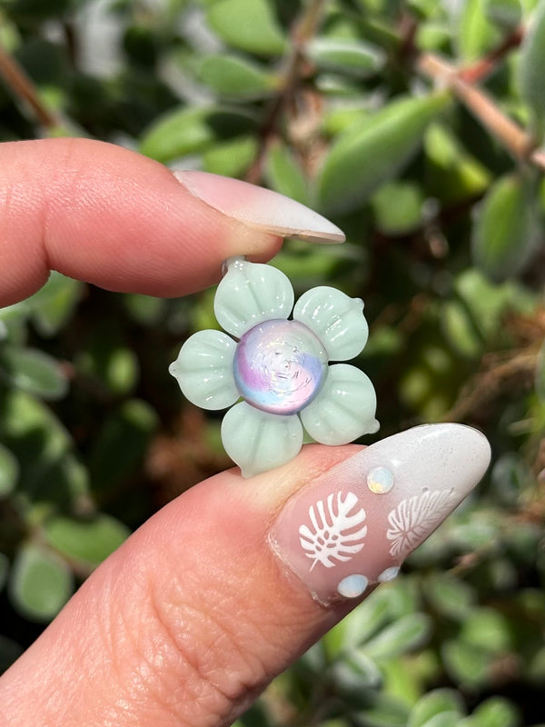 Pastel Rainbow Dichro Flower Pendant Mint