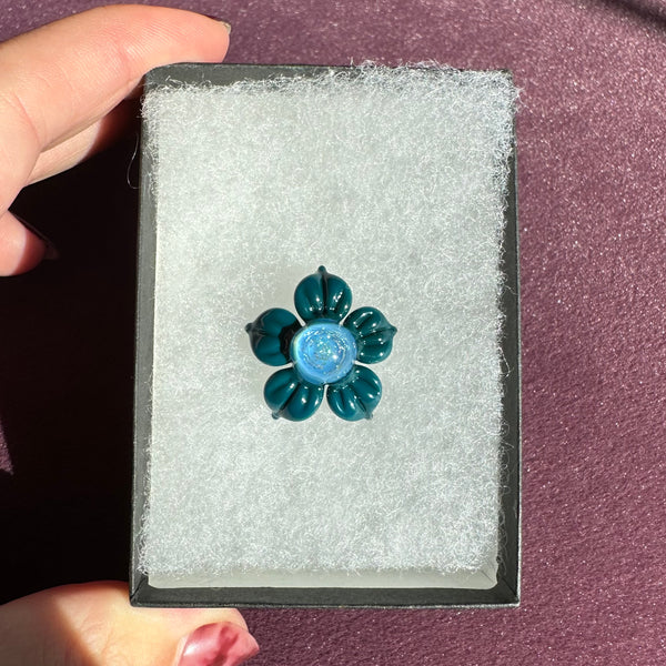 Dichro Flower Pendant Blue Spruce & Glopal (UV pink)