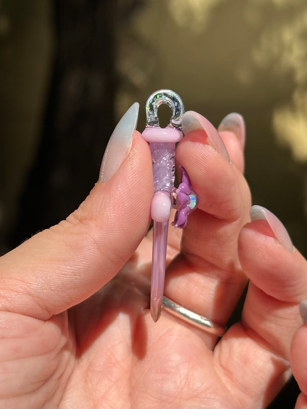 Flower Blade Pendant Pastel Purple & Pink