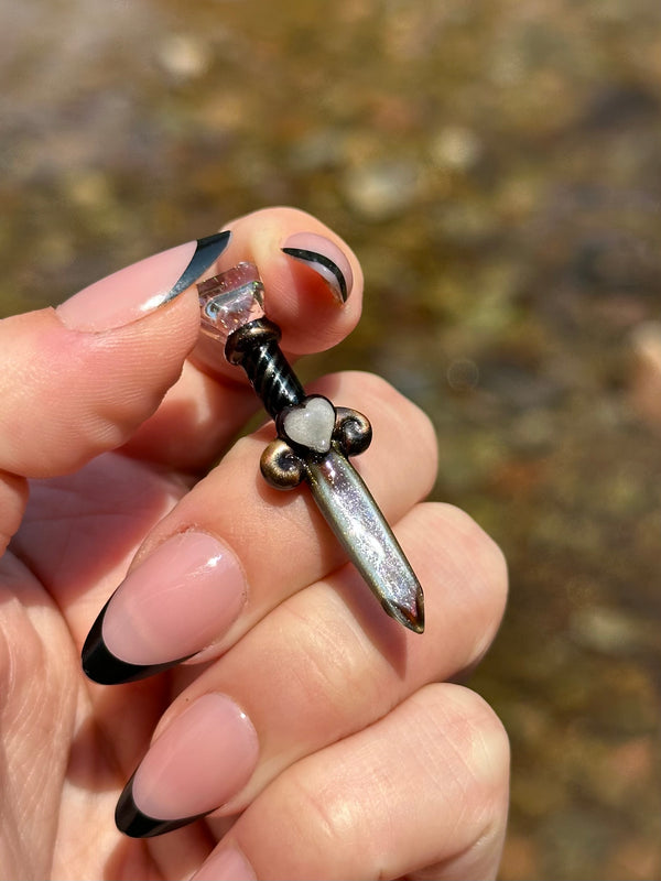Electrum Mini Blade Pendant w/ Heart