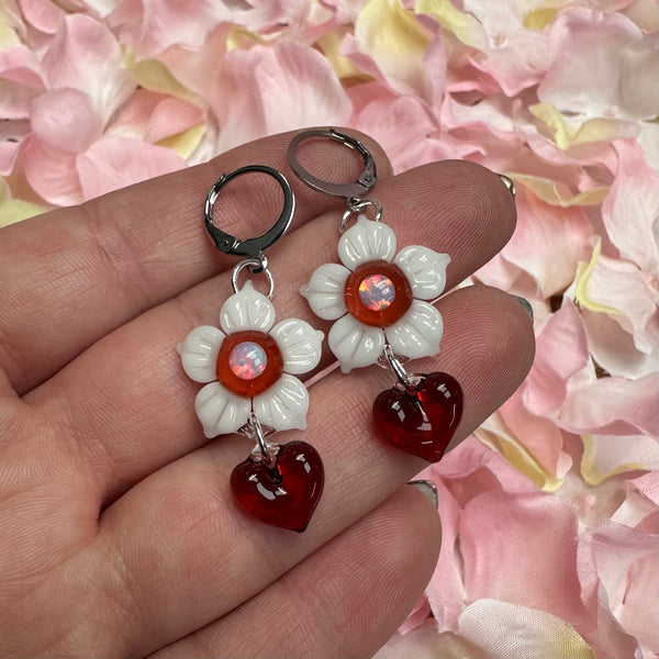 Valentine’s Earrings - Red & White