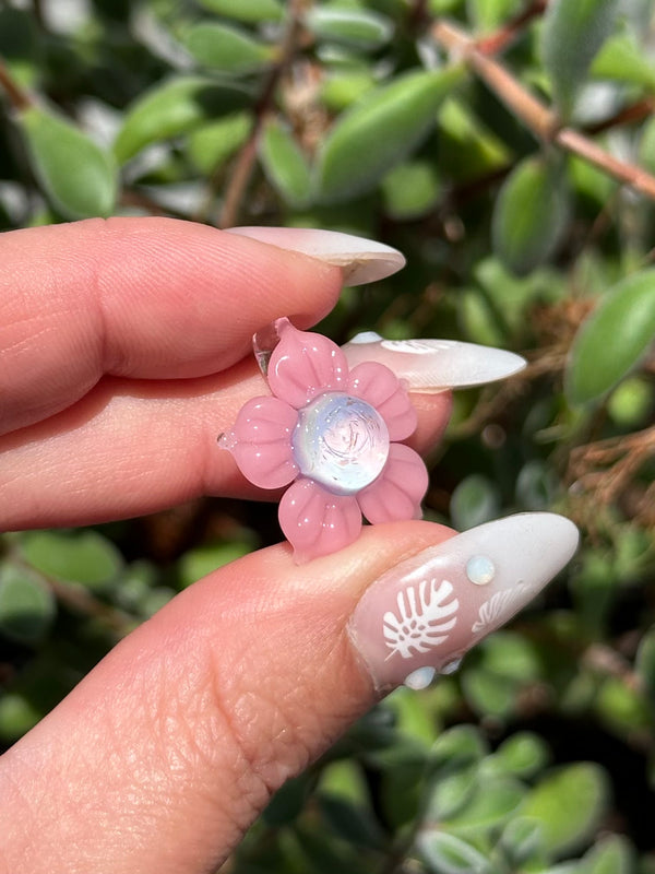 Pastel Rainbow Dichro Flower Pendant Blush