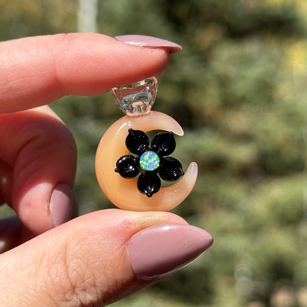 Floral Moon Pendant Halloween Black & Orange