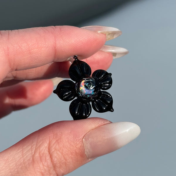 Opal & Dichro Flower Pendant Black Moon