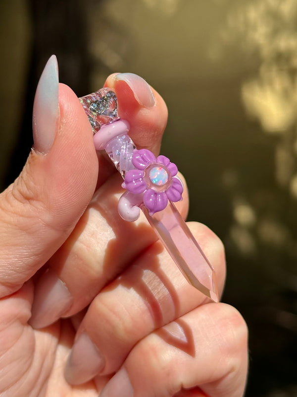 Flower Blade Pendant Pastel Purple & Pink