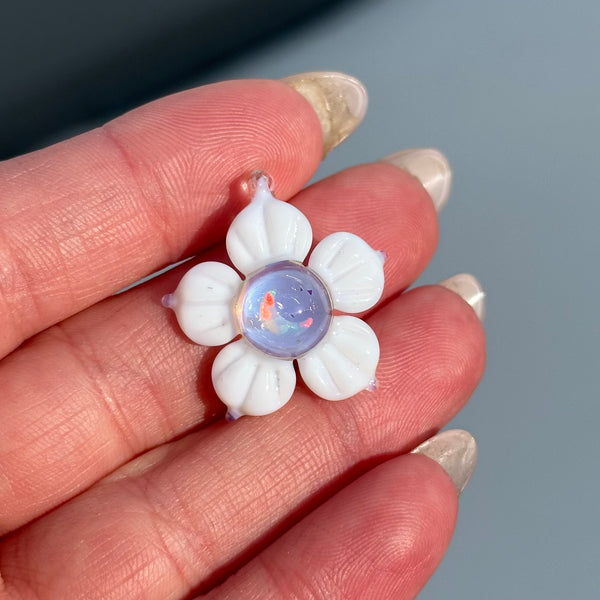 Opal & Dichro Flower Pendant White Moon