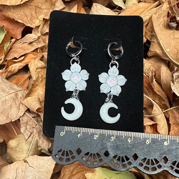 Moon Flower Earrings - Glow-in-the-dark