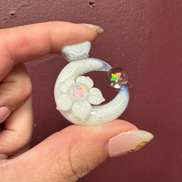 Moonflora Spinner - White & Glopal (UV reactive pink)