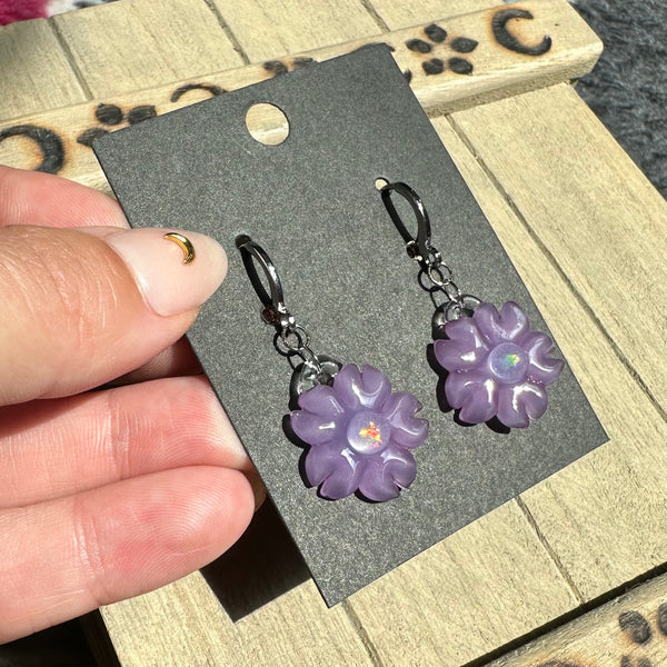 Purple Cherry Blossom Earrings
