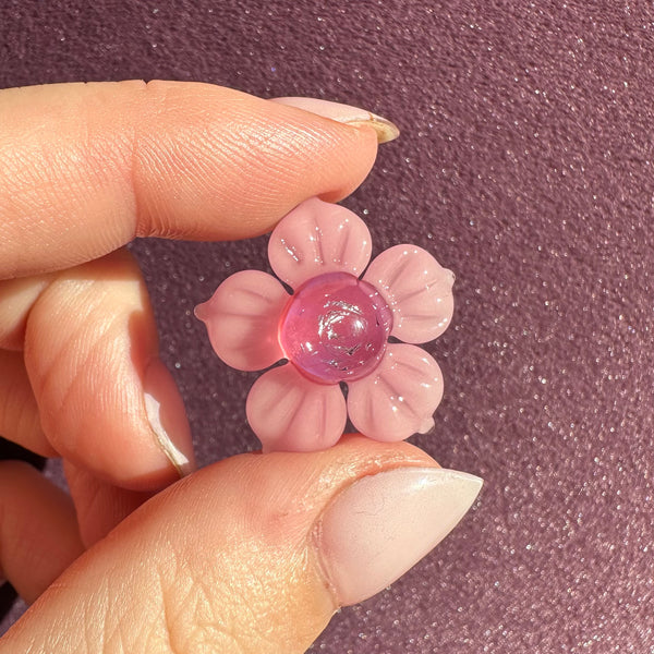 Dichro Flower Pendant -Blush and Telemagenta with Chrome Sparkles
