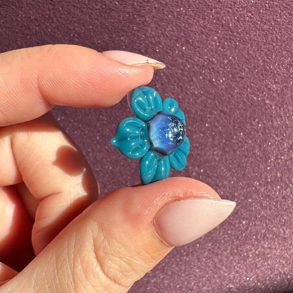 Dichro Flower Pendant - Blue Spruce with Chrome Sparkle